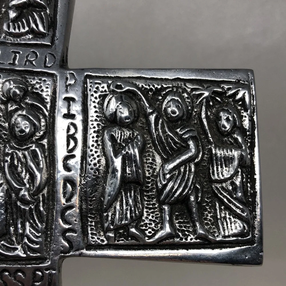 Vintage Pewter Cross Silver Tone Religious Decor